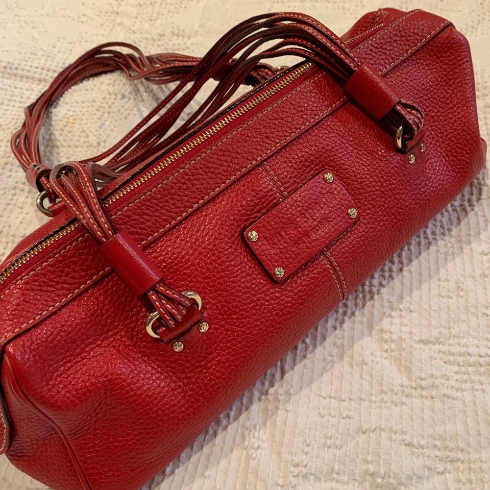 Kate Spade Red Leather Barrel Bag